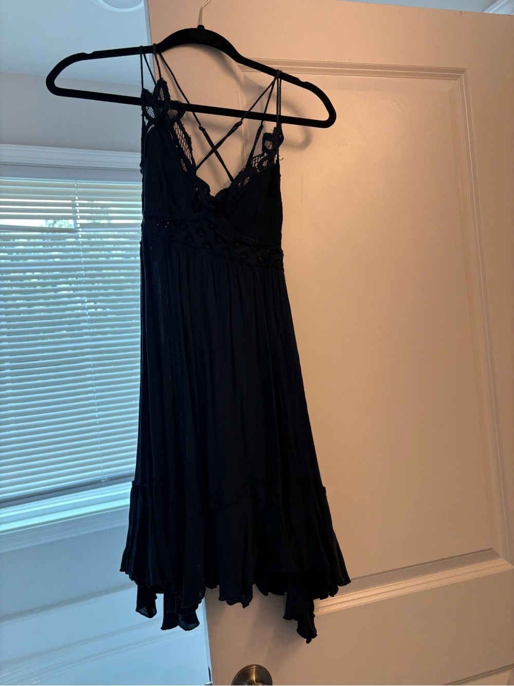 Free People Navy Lace-Trim Mini Dress - Picture 2 of 2